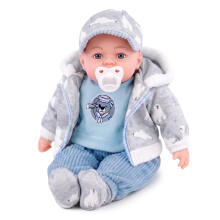 (Grey with cap) The Magic Toy Shop 18" Lifelike Large Soft Bodied Baby Doll Girl Boy Toy With Dummy & Sounds