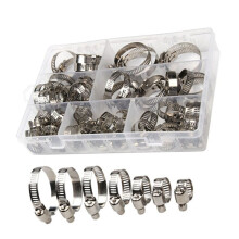 60pcs 8-38mm Adjustable Stainless Steel Screw Band Hose Clamps Car Fuel Hose Clamps Pipe Clamp Worm Gear Clip Hose Clamp