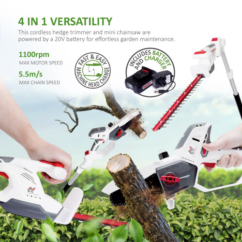 NETTA NETTA 20V Cordless 4-in-1 Pole & Handheld Hedge Trimmer and Chainsaw 1
