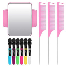 Pulsera Magnética para Estilista, Pulsera con Pasador, Pulsera para Trenzadores con 3 Peines Pintail, 6 Clips de Plástico, Rosa