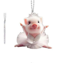 (1pcs, C) Realistic Pig Shaped Car Decor Hanging Charm with Chain For Interior B6Q4