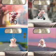 (1pcs, B) Realistic Pig Shaped Car Decor Hanging Charm with Chain For Interior B6Q4