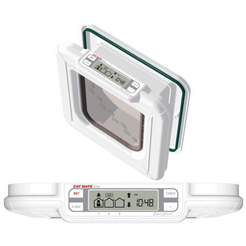 Pet Mate Cat Mate Elite I.D. Disk Cat Flap with Timer Control 305W White