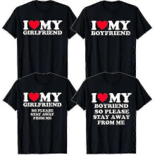 (L, Style 1) I Love My Boyfriend Printed I Love My Girlfriend T-Shirt