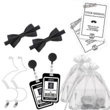 (aldult, Set 2) Secret Agent Style Eyewear and Neck Tie for Halloween Party Cosplay