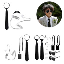 (child, Set 10) Secret Agent Style Eyewear and Neck Tie for Halloween Party Cosplay