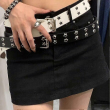 (1pcs, Black) Fashionable Punk Casual Hollow Double Row Belt For Women_`,.;'/ Z6M4