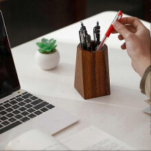 (Diamond Pen Holder) Walnut Wood Desktop Penholder Premium Walnut Wood Pen Holder for Study Room Elegance
