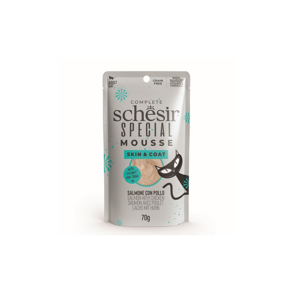 Photos - Cat Food Schesir Special Adult Cat Skin & Coat 70g 12 Pack 