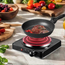 (EU plug - Black) Multi Function Electric Mini Cooktop Safe Efficient Heating Office Breakroom Convenience