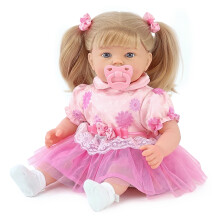 BiBi Doll Lifelike Soft Realistic Baby Doll Girl Hair Toy BiBi Doll Pink Design & Sounds 18"