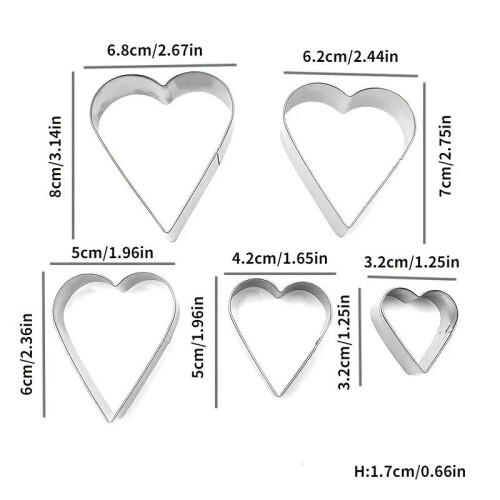 Set 5 Heart Shaped Cookie Cutters 2