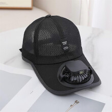 (black) Solar & USB Charging Fan Hat, Adult Mesh Cooling Baseball Cap with Fan, Adjustable Unisex Sun Visor for Hiking Fishing Golf
