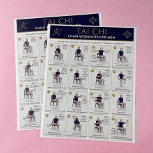 (B) Chair Tai Chi Exercise Chart for Seniors, Elderly Home Workout Fitness Guide Seated Chair Yoga Poster