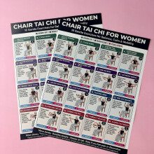 (A) Chair Tai Chi Exercise Chart for Seniors, Elderly Home Workout Fitness Guide Seated Chair Yoga Poster