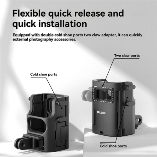 TELESIN for  Pocket 3 Camera Protective Frame Expansion Cold Shoe Adapter, Handle Cover, Protective Case, Bracket Accessories