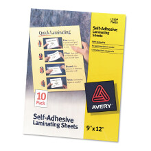 Feuilles de Laminage Auto-Adhésives Transparentes Avery 73603, 3 mil, 9 x 12, 10/Pack