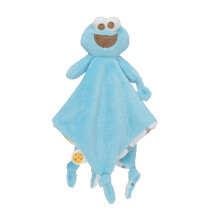 KIDS PREFERRED Sesame Street Cookie Monster Filten av Mjuk Material med Knytkrokar och Nappslips för Spädbarn