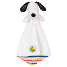 Manta para Bebés Snoopy de Peanuts - Ultra Suave, Detalles a Rayas, Acentos de Satén, 15 Pulgadas
