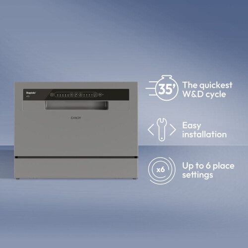 Candy Candy CP 6E51LS-80 RapidO Free Standing Table Top 6 Place Dishwasher E 1