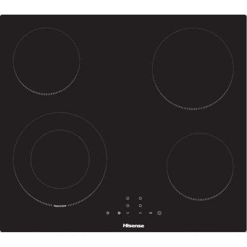 Hisense Hisense E6422SC 59cm 4 Burners Ceramic Hob Touch Control Black