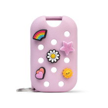 Touchland x Crocs Limited Edition Mist Case 1 Fl. OZ., Stylish Hand Sanitizer Spray Accessory, with 5 JibbitzTM Charms and Keyring, Sugarpop Pink Colo