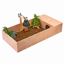 KCT Large Wooden Tortoise Table Reptile Vivarium Cage Hide with Open Run and Lamp Arm