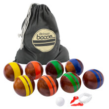 Set di Bocce in Legno 100 mm GoSports con 8 Palline da 12 oz, Pallino, Custodia e Filo Misuratore