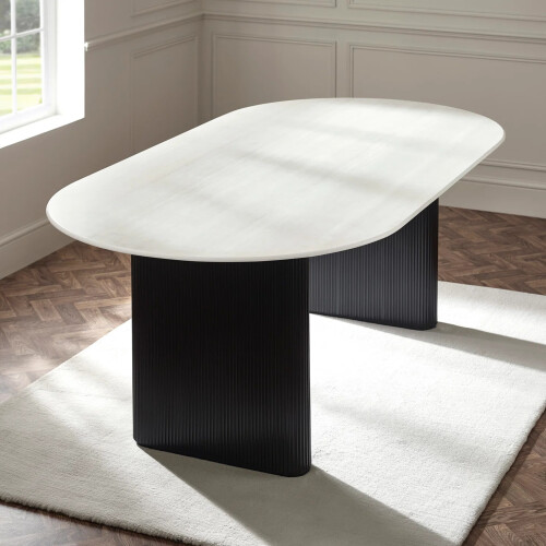 Bolivia 220cm White Marble Oval Dining Table