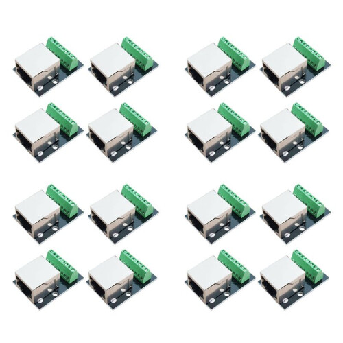 16PCS RJ45 Ethernet Female Socket Connector Breakout Board,2.54mm Connector Board Shielded Network Adapter Terminal