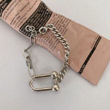 (SL0307, 925 silver) Silver Tone Charm Bracelet, Engraved Smile Disc & Heart Pendant, Thick Chain Fashion Bracelet for Women