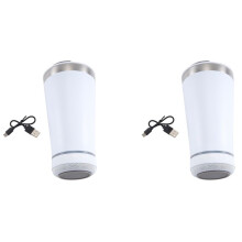2X Gobelet Thermique USB 16 Oz Gobelet Réutilisable à Double Paroi en Acier Inoxydable Tasse à Bière Isolée 473 Ml avec Ouvre-Bouteille