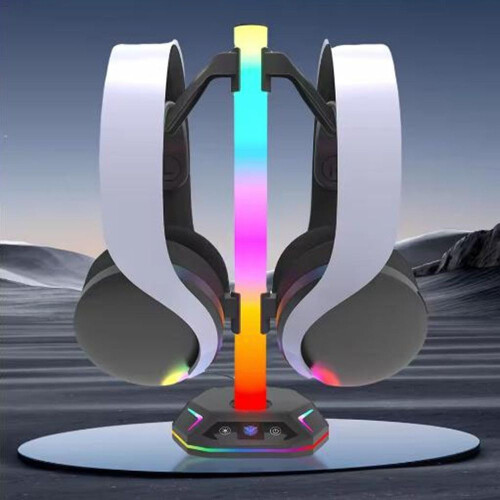 Headphone Stand RGB Light Gaming Headset Display Rack Desk Stand Universal 1