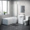 NES Home 1500mm RH P Shaped Bathroom Suite, Front Panel & Screen With Vanity & Toilet 2