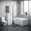 NES Home 1500mm LH P Shaped Bath, Front Panel, Screen With 500mm Vanity & Toilet 2
