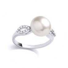 (Q) Jewelco London Ladies Rhodium Plated Sterling Silver CZ Full Moon Firefly Wings Cocktail Ring - GSR1001