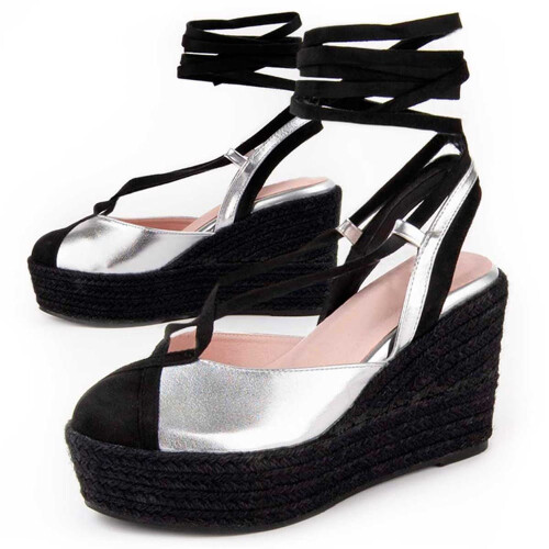 (Argento, 41) Espadrillas Con Zeppa Da Donna Montevita Balenci6 102921