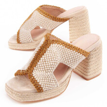 (BEIGE, 36) Bequeme Sandaletten Mit Absatz Für Damen. Montevista Iliad 2 102975