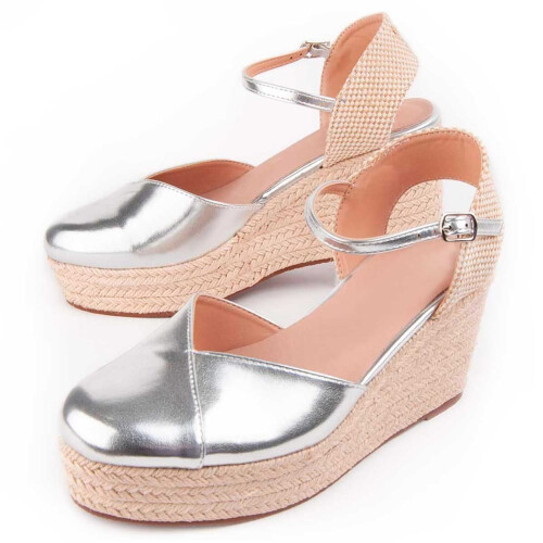 (Argento, 38) Espadrillas Con Zeppa Da Donna Montevita Balenci3 102930
