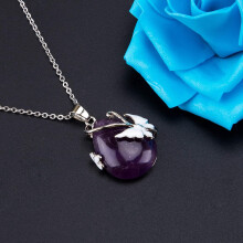 Vintage Wire Wrap Butterfly Gemstone Rose Quartz Amethyst Opalite Healing Crystal Pendant Necklace-B