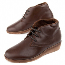 (Braun, 37) Lederstiefelette Mit Keilabsatz Für Damen. Purapiel Akila2 104904
