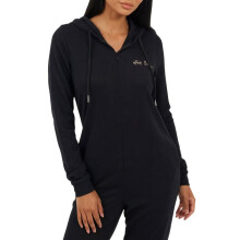 (8 UK, Black/Rose Gold) Brave Soul Womens/Ladies Lettering Hooded Long-Sleeved All-In-One Nightwear