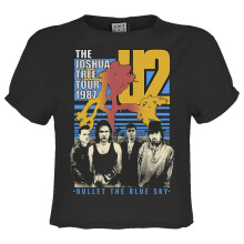 (L, Charcoal) Amplified Womens/Ladies Bullet The Blue Sky U2 Crop Top