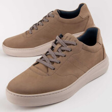(Beige, 41) Baskets En Cuir Pour Hommes. Purapiel Novas 102774