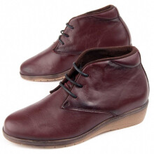 (Rot, 41) Lederstiefelette Mit Keilabsatz Für Damen. Purapiel Akila 104902