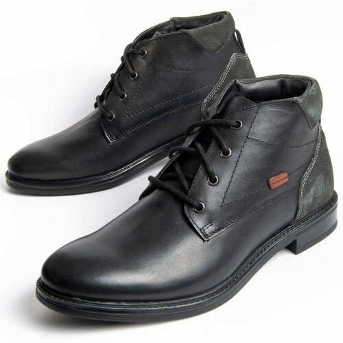 (Black, 43) Leather Boot For Men. Purapiel Botiel8 99003