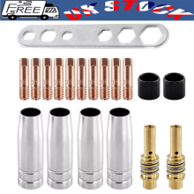 19x M6 0.8mm Torch Welder Contact Tips Holder Gas Nozzle Kit Welding MIG MB-15AK