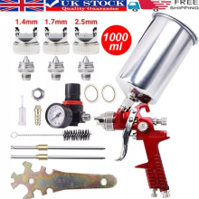 HVLP Spray Gun Kit Gravity Feed Car Primer Paint 1000ML 1.4mm 1.7mm 2.5mm Nozzle