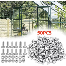 50x Greenhouse Bolts and Nuts Set Aluminium Nuts & Bolts Square Head Glasshouse