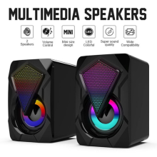 Surround Sound System LED PC Speakers Gaming Bass Desktop Computer USB Wired UK